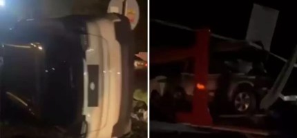 Алматы-Өскемен жолында 7 Tesla-ны тиеп келе жатқан транспорт аударылды